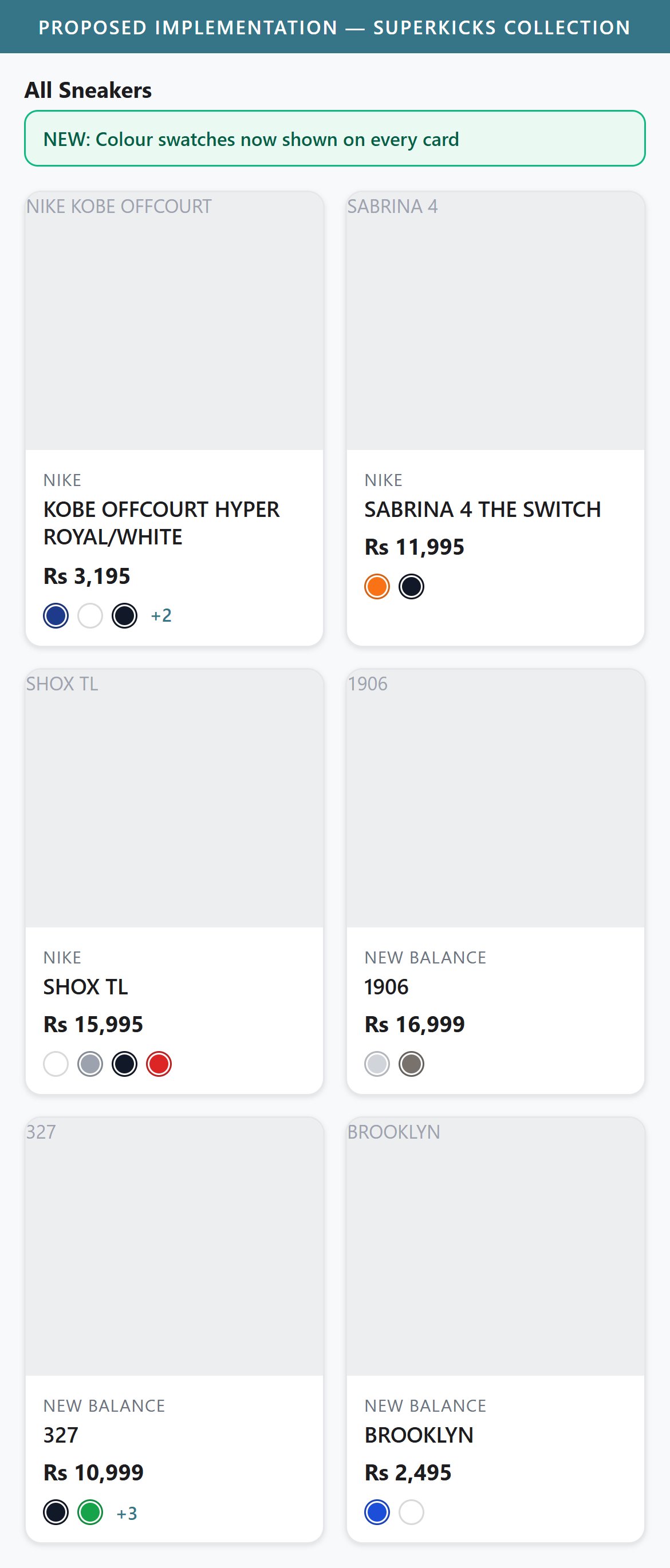 Proposed Implementation - Superkicks Collection